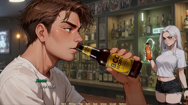 Screenshot: Anon has a beer at the bar