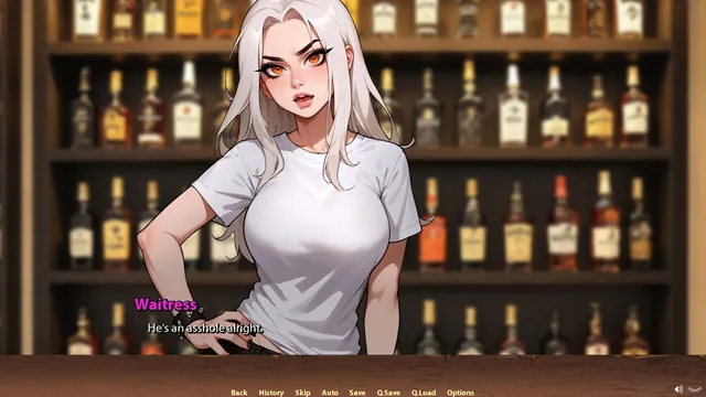 Screenshot: the waitress at the bar