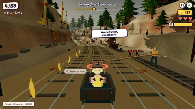 A mine cart in the quarry: “Wrong tunnel, sweetheart!”